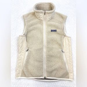 Patagonia Retro Sherpa Ivory Vest High Neck Full Zip Medium 😍